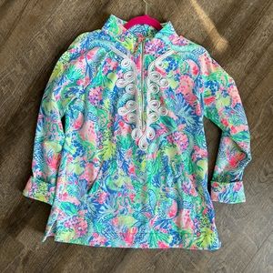 Lilly Pulitzer Skipper Tunic 1/2 Zip Popover Mermaid Cove Size SMALL
